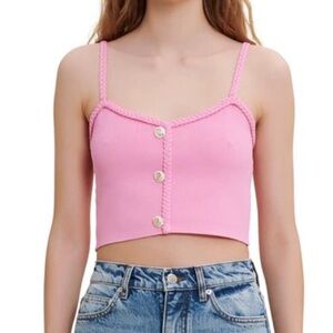 NWOT Maje Madeny Pink Braided Trim Strap Tank Crop Top size 1 (XS/S)